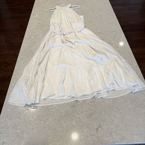 Elegant Cream Sleeveless Maxi Dress